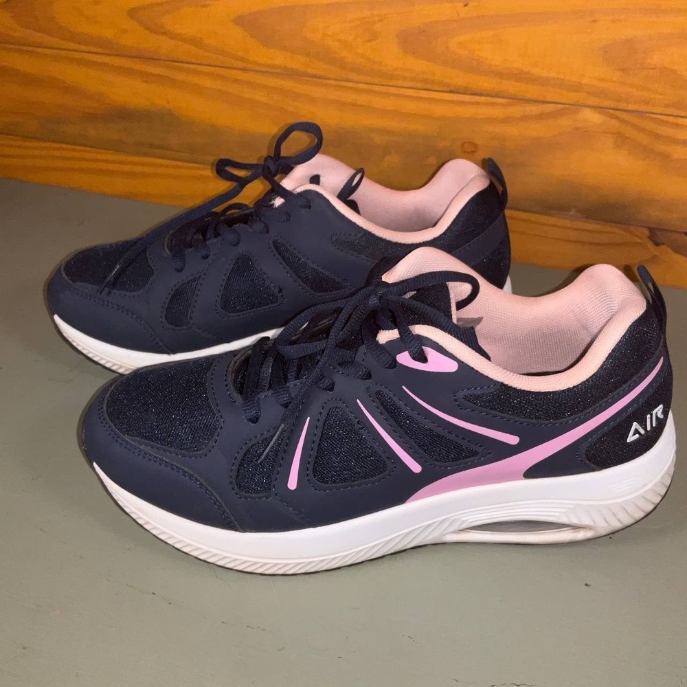 AOV Womens Arch Support Walking Shoes Orthotic Sneakers Navy Blue Pink Size 10.5